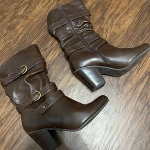 Brown heeled boots